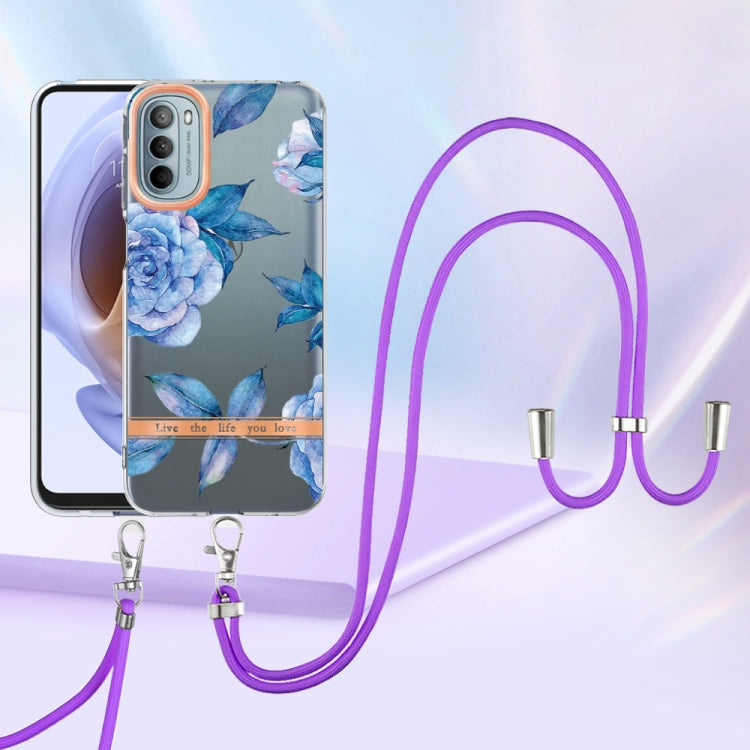 For Motorola Moto G31/G41 Flowers Series TPU Phone Case with Lanyard