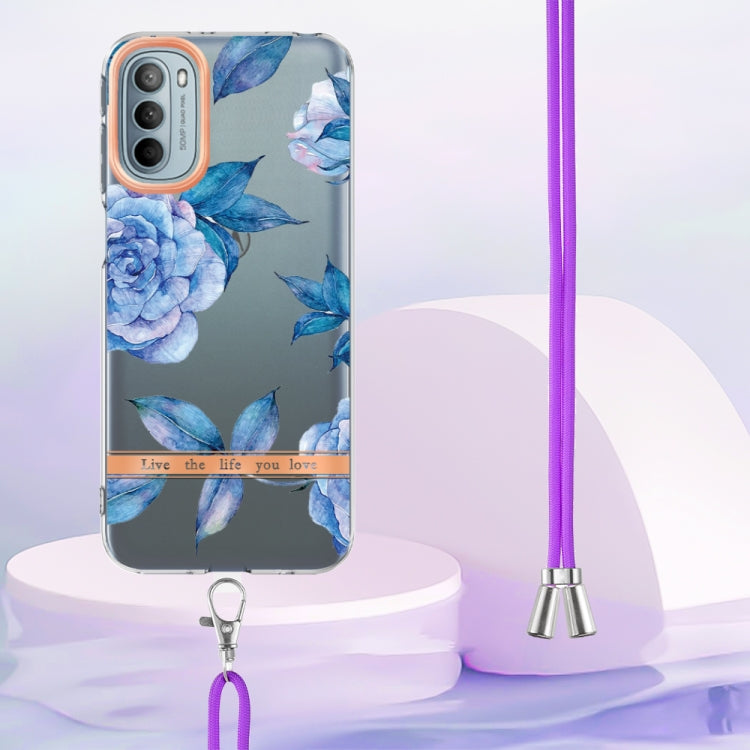 For Motorola Moto G31/G41 Flowers Series TPU Phone Case with Lanyard