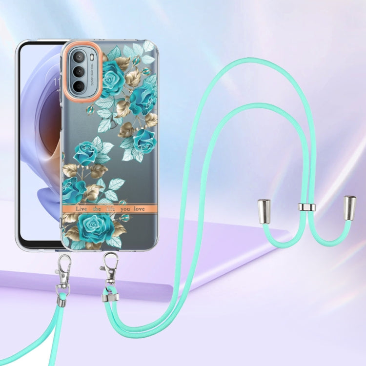 For Motorola Moto G31/G41 Flowers Series TPU Phone Case with Lanyard