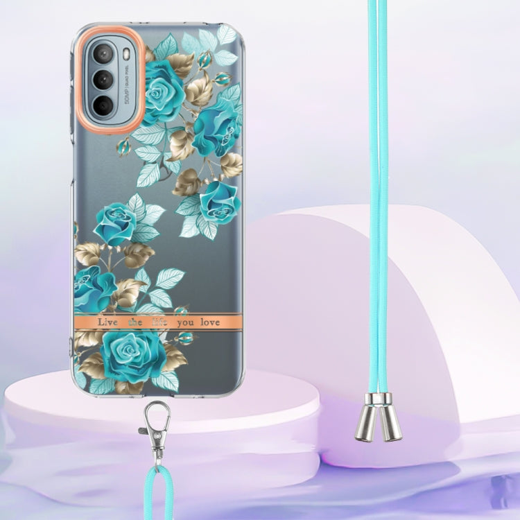 For Motorola Moto G31/G41 Flowers Series TPU Phone Case with Lanyard