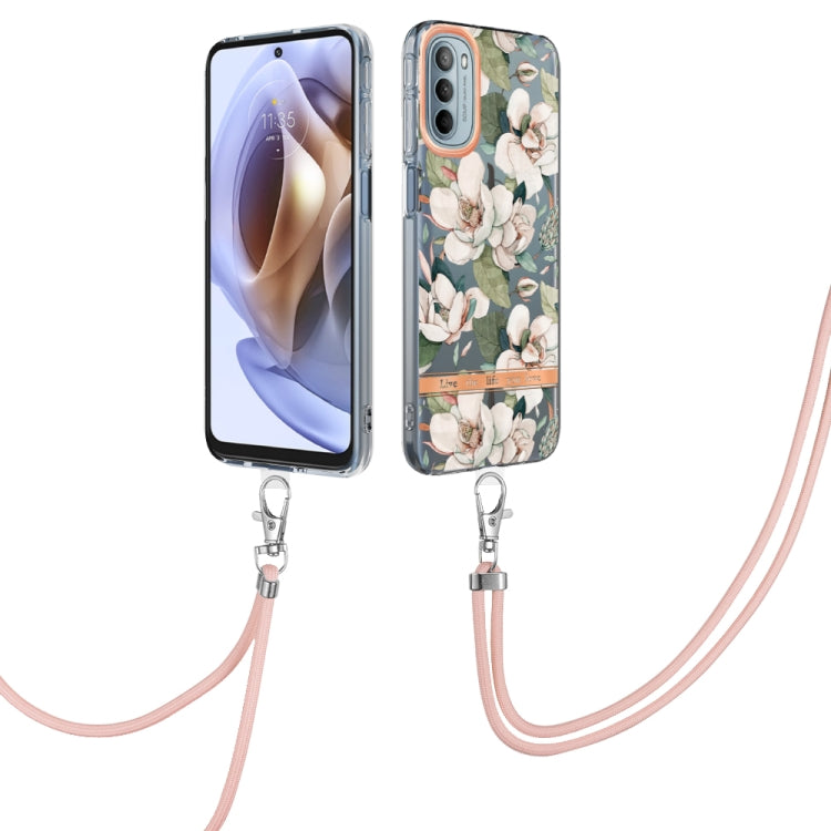 For Motorola Moto G31/G41 Flowers Series TPU Phone Case with Lanyard