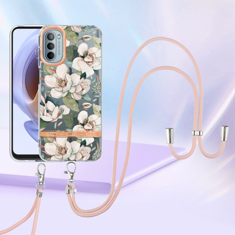 For Motorola Moto G31/G41 Flowers Series TPU Phone Case with Lanyard