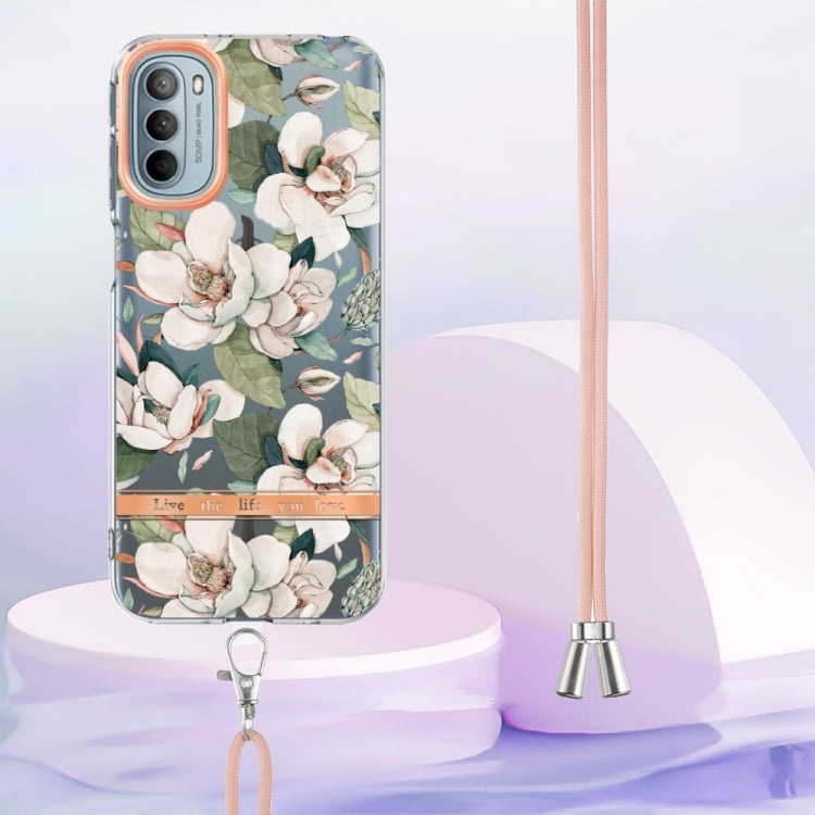 For Motorola Moto G31/G41 Flowers Series TPU Phone Case with Lanyard