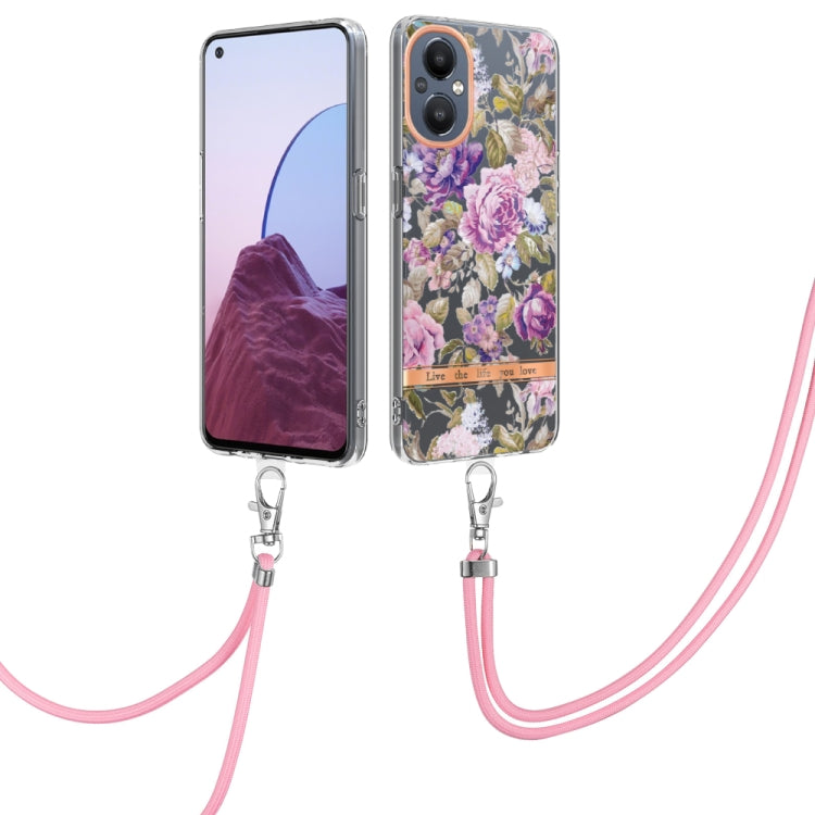 For OnePlus N20 5G Flowers Series TPU Phone Case with Lanyard