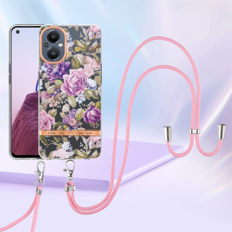 For OnePlus N20 5G Flowers Series TPU Phone Case with Lanyard