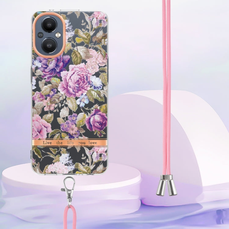 For OnePlus N20 5G Flowers Series TPU Phone Case with Lanyard