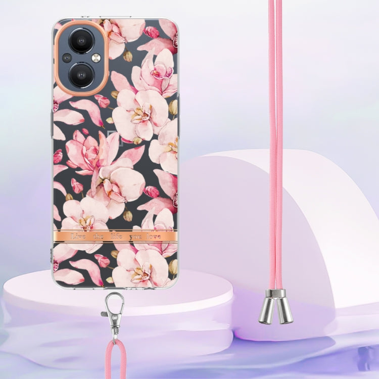 For OnePlus N20 5G Flowers Series TPU Phone Case with Lanyard