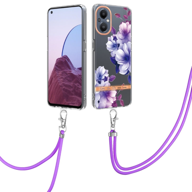 For OnePlus N20 5G Flowers Series TPU Phone Case with Lanyard