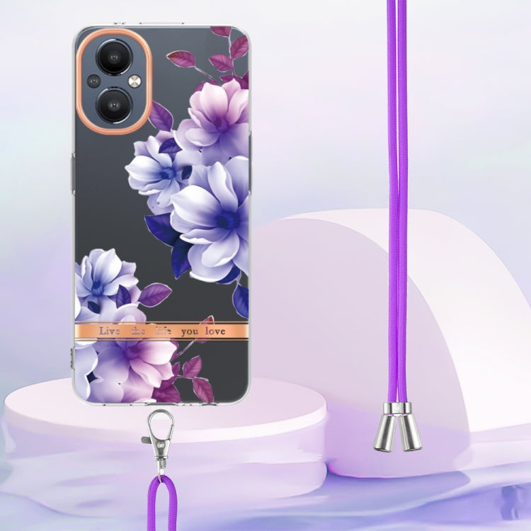 For OnePlus N20 5G Flowers Series TPU Phone Case with Lanyard