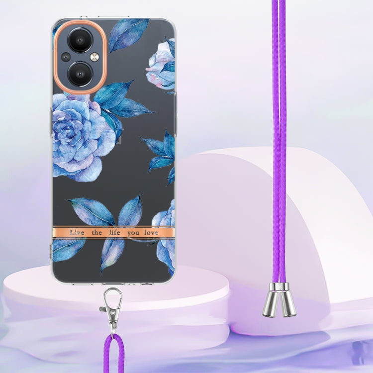 For OnePlus N20 5G Flowers Series TPU Phone Case with Lanyard
