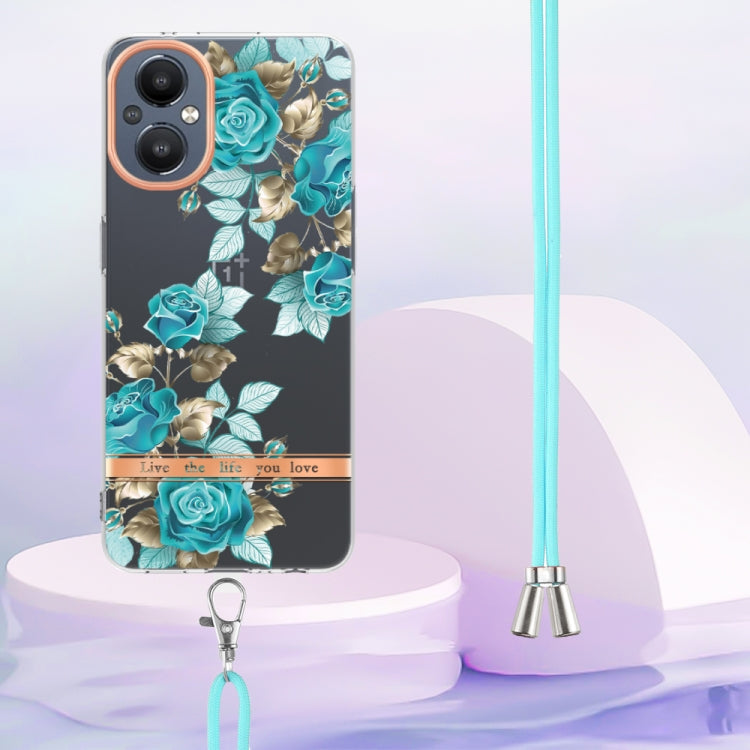 For OnePlus N20 5G Flowers Series TPU Phone Case with Lanyard