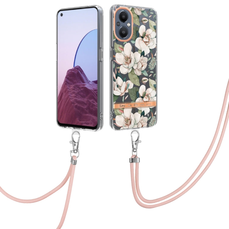 For OnePlus N20 5G Flowers Series TPU Phone Case with Lanyard