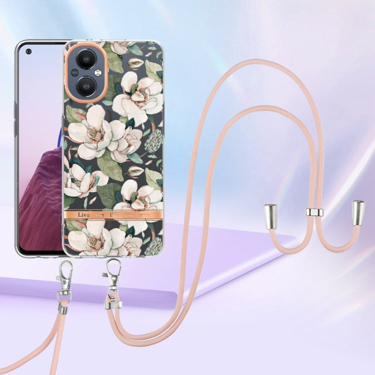 For OnePlus N20 5G Flowers Series TPU Phone Case with Lanyard