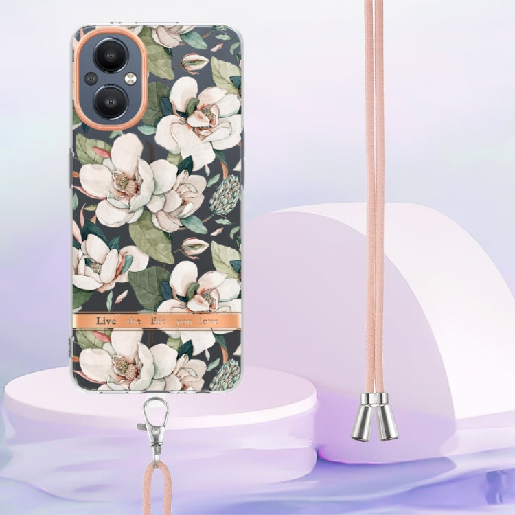 For OnePlus N20 5G Flowers Series TPU Phone Case with Lanyard