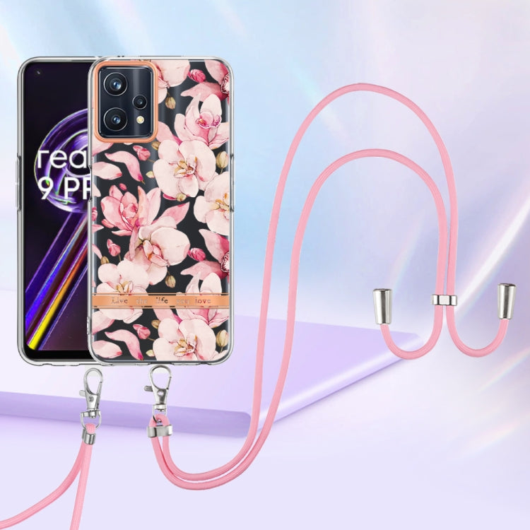 For OPPO Realme 9 Pro+ 5G Flowers Series TPU Phone Case with Lanyard