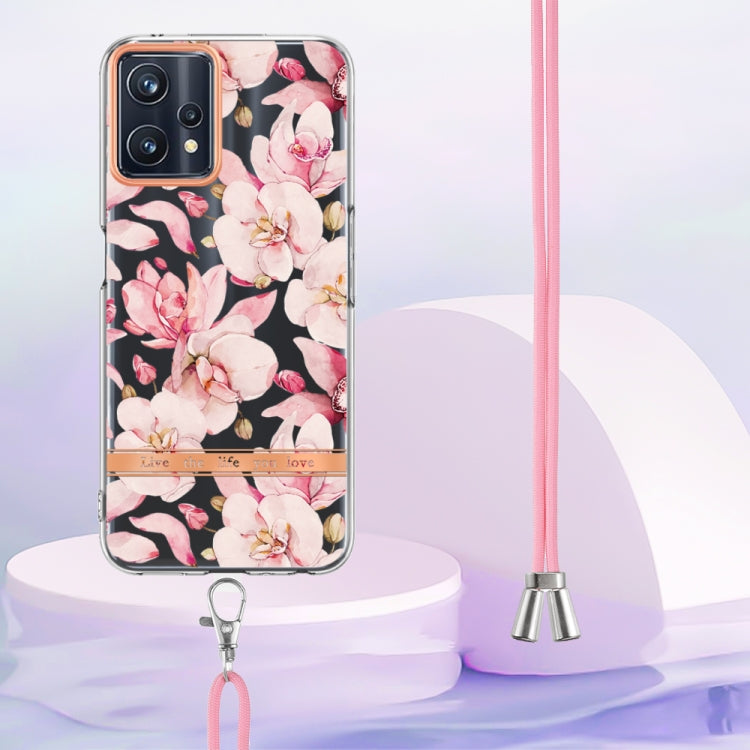 For OPPO Realme 9 Pro+ 5G Flowers Series TPU Phone Case with Lanyard