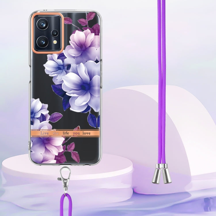 For OPPO Realme 9 Pro+ 5G Flowers Series TPU Phone Case with Lanyard
