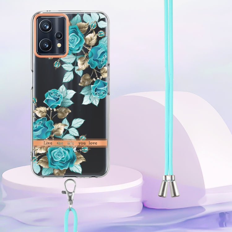 For OPPO Realme 9 Pro+ 5G Flowers Series TPU Phone Case with Lanyard
