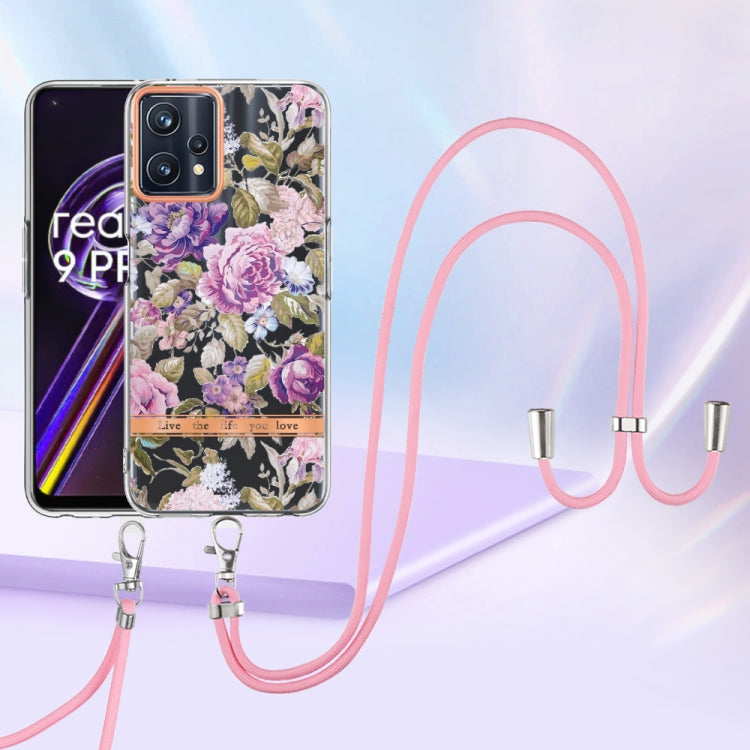 For OPPO Realme 9 Pro 5G Flowers Series TPU Phone Case with Lanyard