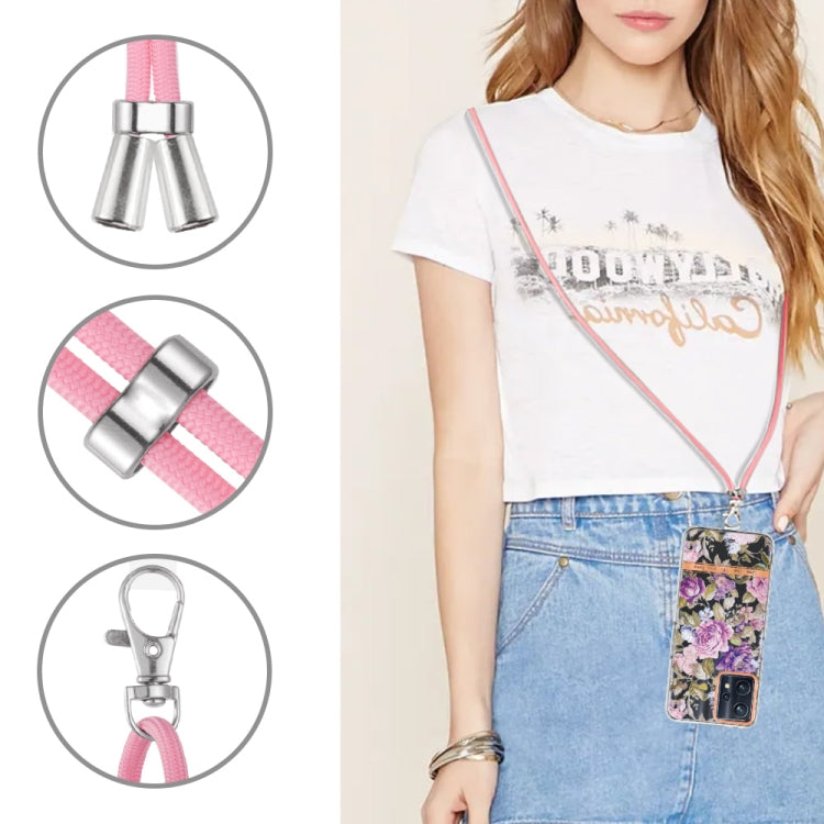 For OPPO Realme 9 Pro 5G Flowers Series TPU Phone Case with Lanyard