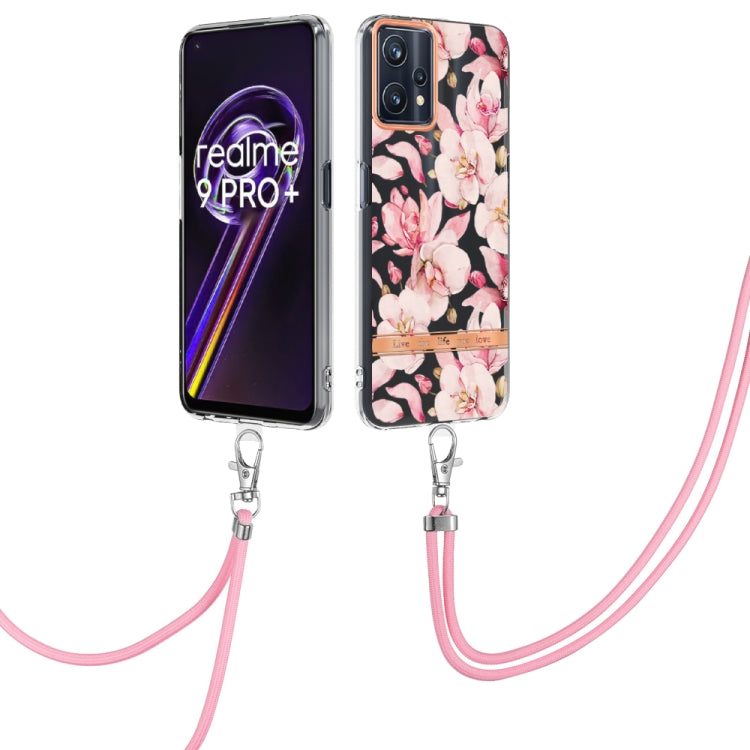For OPPO Realme 9 Pro 5G Flowers Series TPU Phone Case with Lanyard