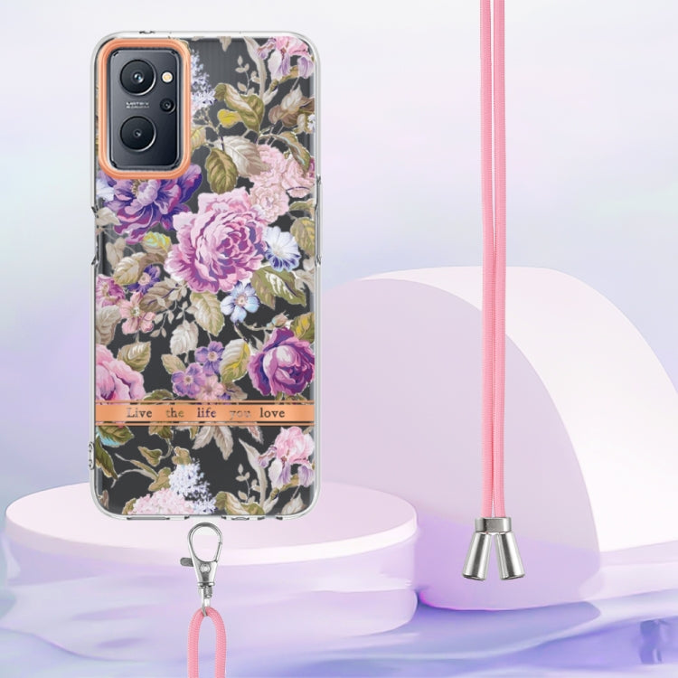 For OPPO Realme 9i/A36/A96 4G Flowers Series TPU Phone Case with Lanyard