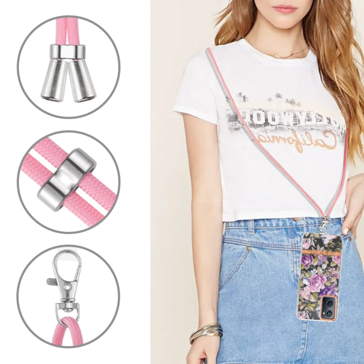 For OPPO Realme 9i/A36/A96 4G Flowers Series TPU Phone Case with Lanyard