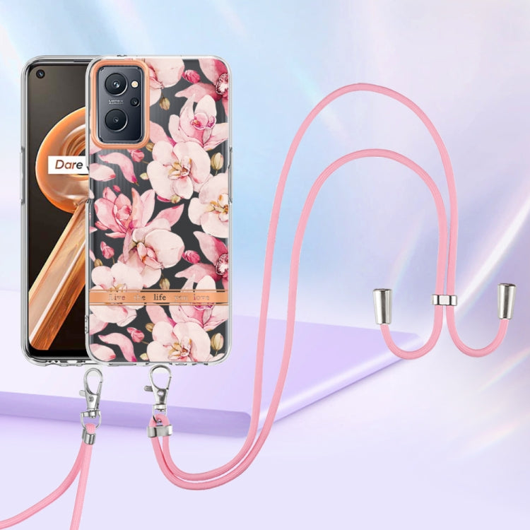 For OPPO Realme 9i/A36/A96 4G Flowers Series TPU Phone Case with Lanyard