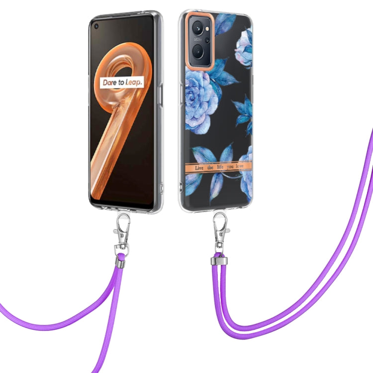 For OPPO Realme 9i/A36/A96 4G Flowers Series TPU Phone Case with Lanyard
