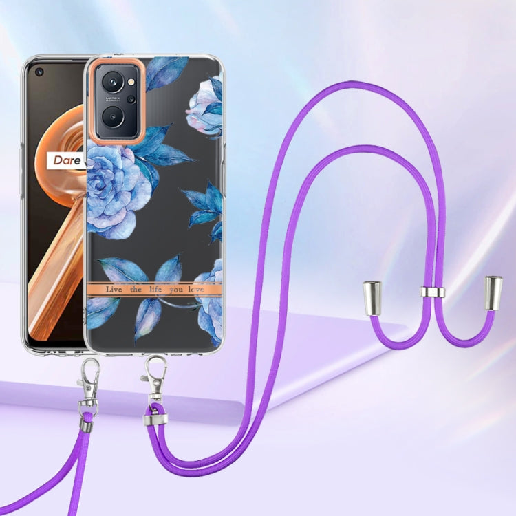 For OPPO Realme 9i/A36/A96 4G Flowers Series TPU Phone Case with Lanyard