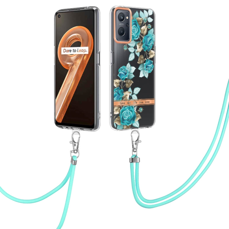 For OPPO Realme 9i/A36/A96 4G Flowers Series TPU Phone Case with Lanyard