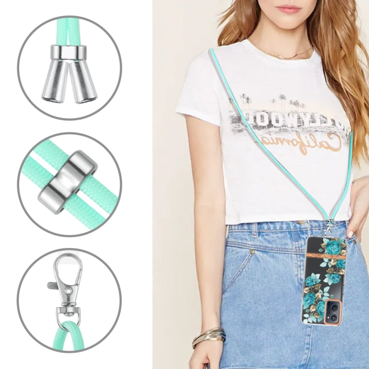 For OPPO Realme 9i/A36/A96 4G Flowers Series TPU Phone Case with Lanyard