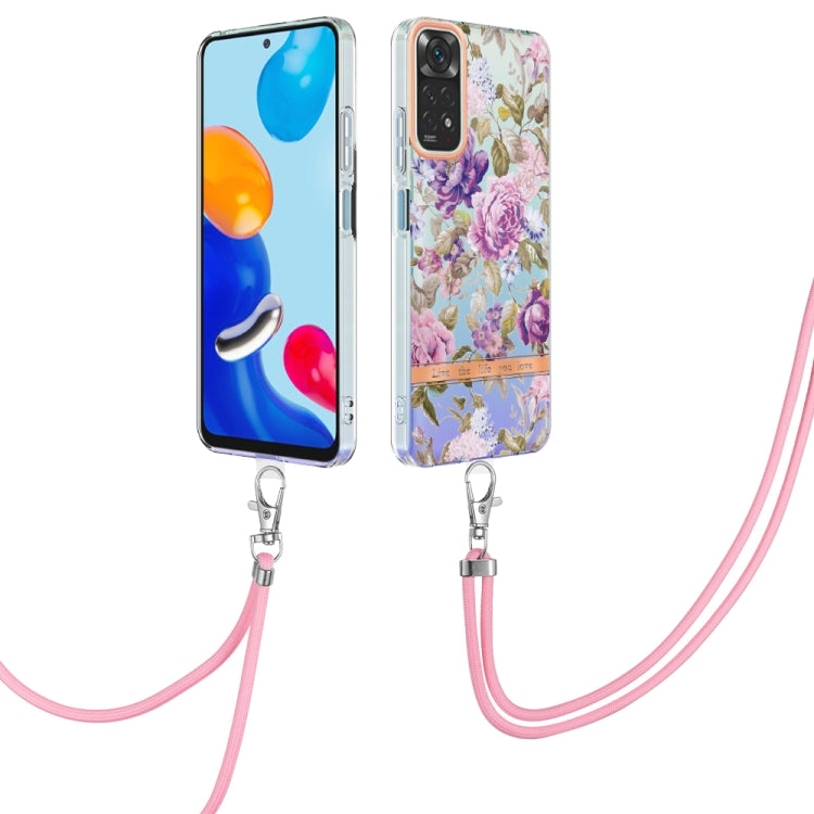 For Xiaomi Redmi Note 11s/Redmi Note 11 4G 6.43inch Global Flowers Series TPU Phone Case with Lanyard