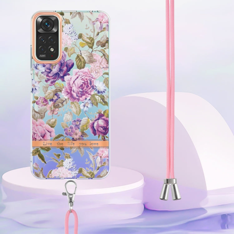 For Xiaomi Redmi Note 11s/Redmi Note 11 4G 6.43inch Global Flowers Series TPU Phone Case with Lanyard