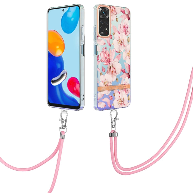 For Xiaomi Redmi Note 11s/Redmi Note 11 4G 6.43inch Global Flowers Series TPU Phone Case with Lanyard