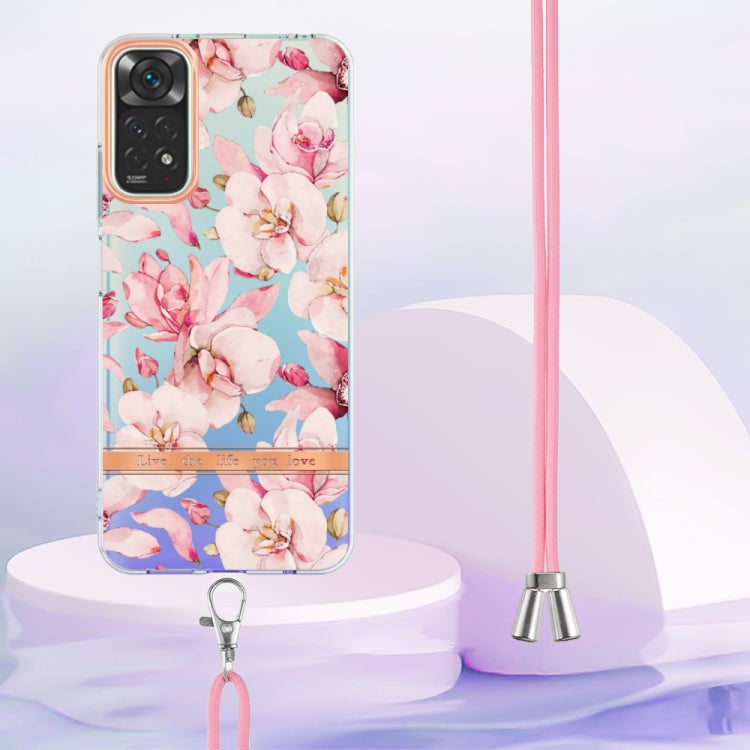 For Xiaomi Redmi Note 11s/Redmi Note 11 4G 6.43inch Global Flowers Series TPU Phone Case with Lanyard