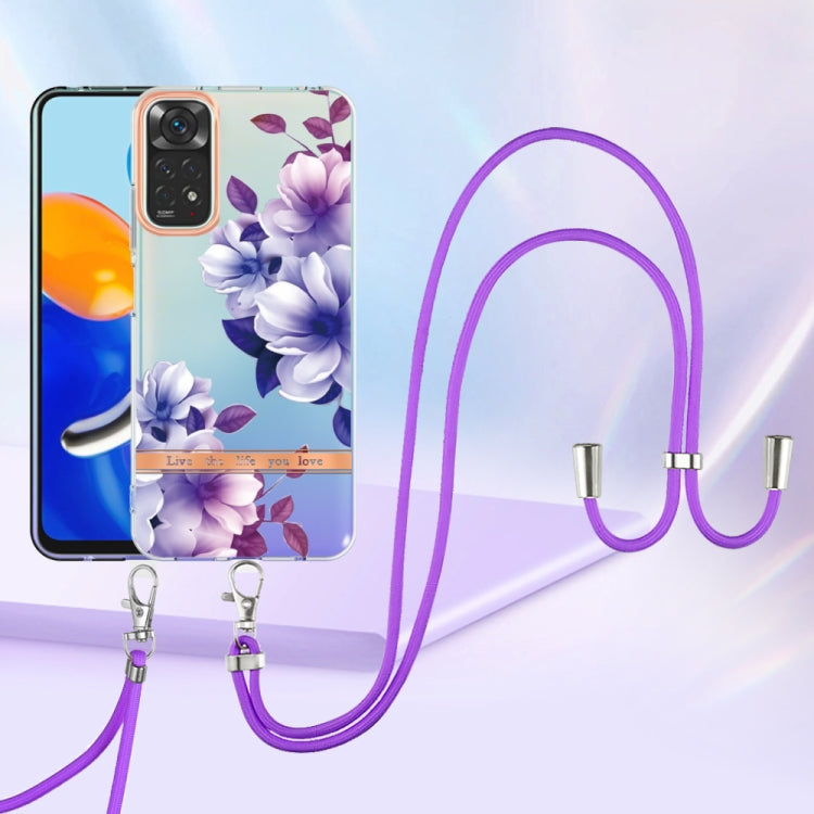 For Xiaomi Redmi Note 11s/Redmi Note 11 4G 6.43inch Global Flowers Series TPU Phone Case with Lanyard