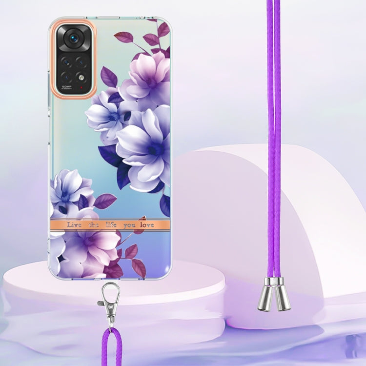 For Xiaomi Redmi Note 11s/Redmi Note 11 4G 6.43inch Global Flowers Series TPU Phone Case with Lanyard