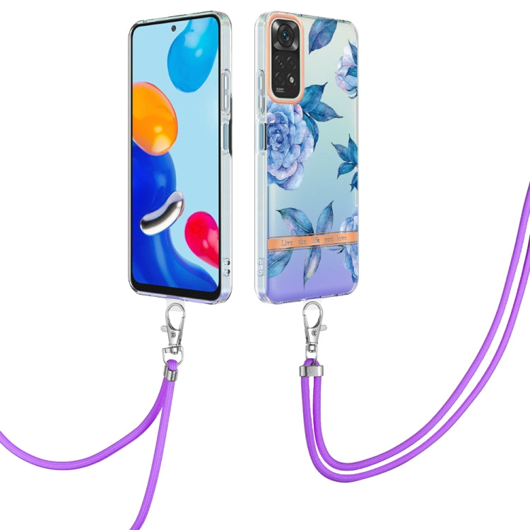 For Xiaomi Redmi Note 11s/Redmi Note 11 4G 6.43inch Global Flowers Series TPU Phone Case with Lanyard