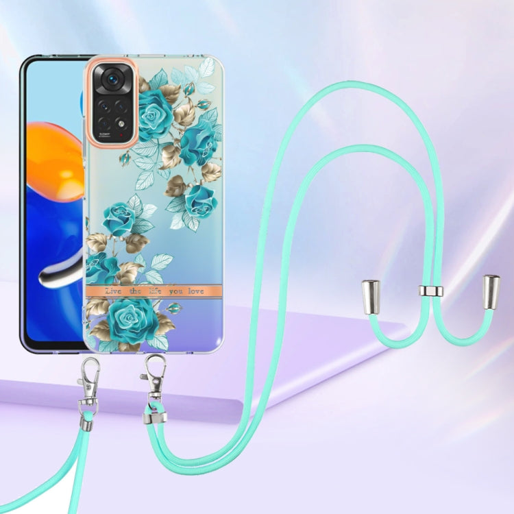 For Xiaomi Redmi Note 11s/Redmi Note 11 4G 6.43inch Global Flowers Series TPU Phone Case with Lanyard