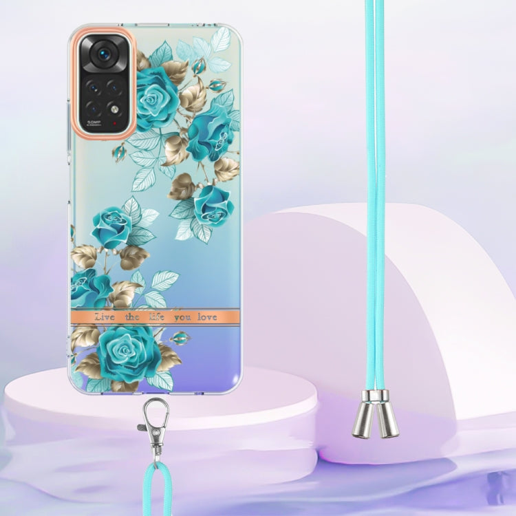 For Xiaomi Redmi Note 11s/Redmi Note 11 4G 6.43inch Global Flowers Series TPU Phone Case with Lanyard