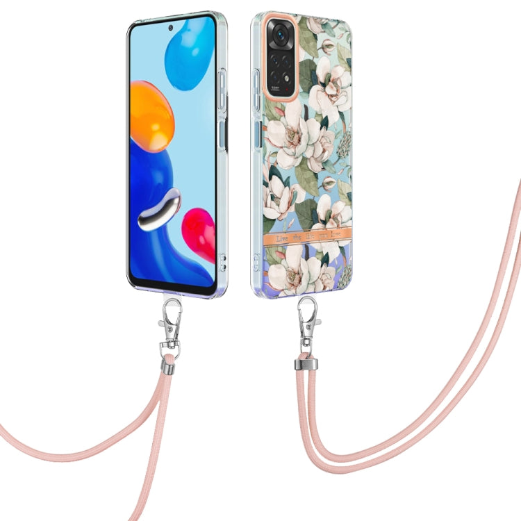 For Xiaomi Redmi Note 11s/Redmi Note 11 4G 6.43inch Global Flowers Series TPU Phone Case with Lanyard