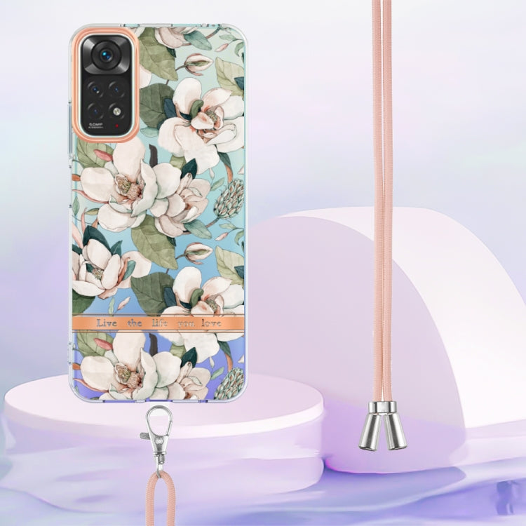 For Xiaomi Redmi Note 11s/Redmi Note 11 4G 6.43inch Global Flowers Series TPU Phone Case with Lanyard