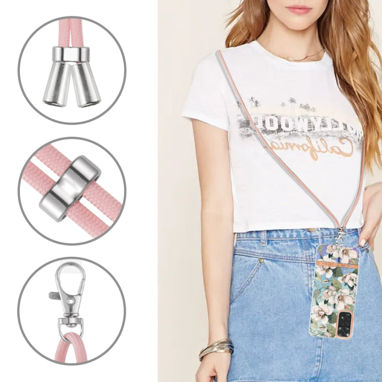 For Xiaomi Redmi Note 11s/Redmi Note 11 4G 6.43inch Global Flowers Series TPU Phone Case with Lanyard