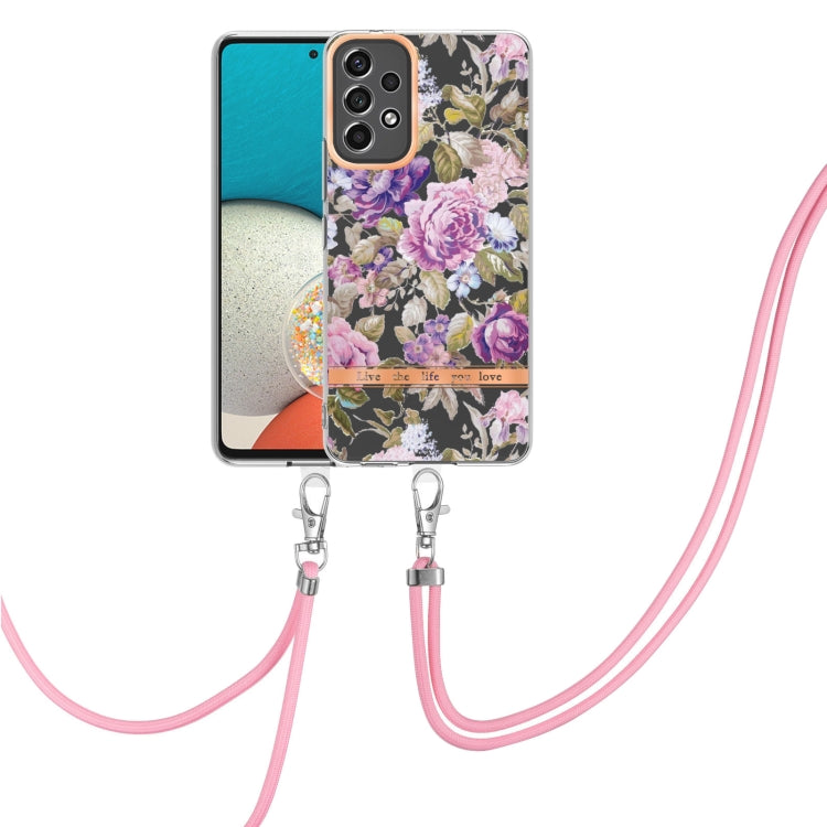 For Samsung Galaxy A13 Flowers Series TPU Phone Case with Lanyard