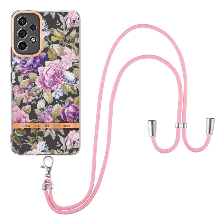 For Samsung Galaxy A13 Flowers Series TPU Phone Case with Lanyard