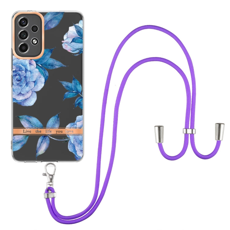 For Samsung Galaxy A13 Flowers Series TPU Phone Case with Lanyard