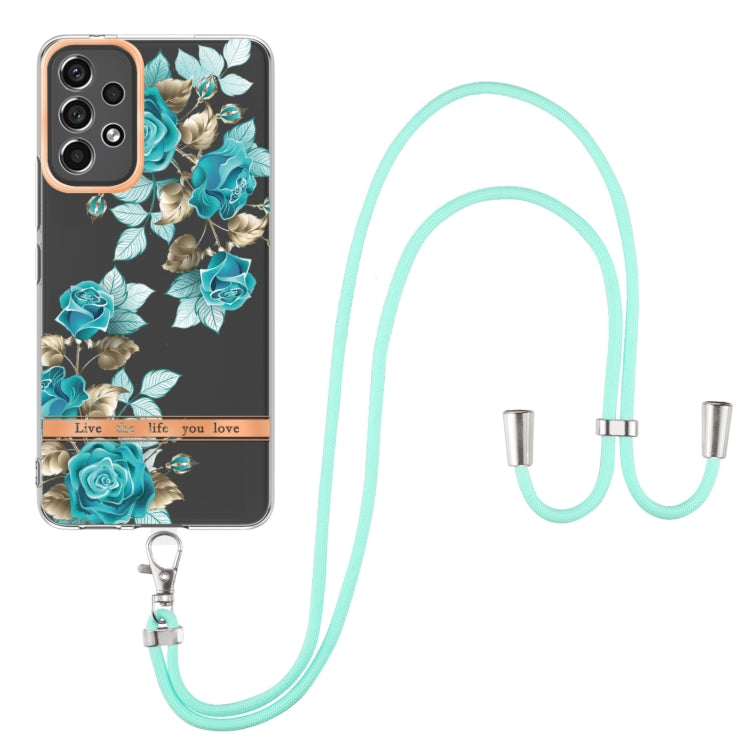 For Samsung Galaxy A13 Flowers Series TPU Phone Case with Lanyard