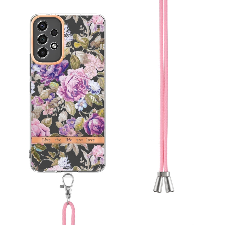 For Samsung Galaxy A23 Flowers Series TPU Phone Case with Lanyard