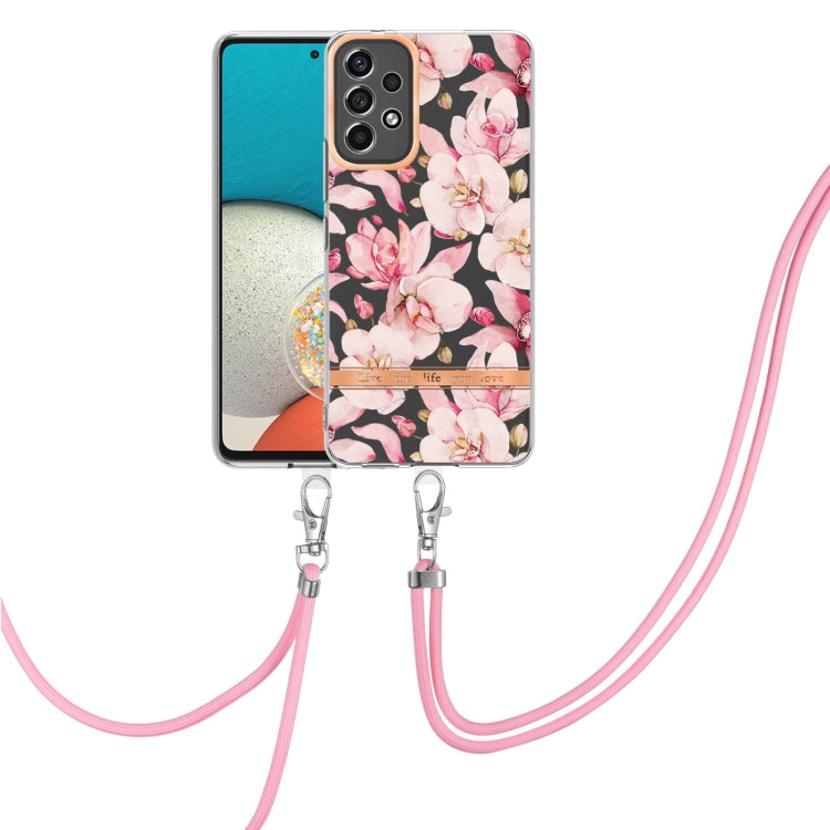 For Samsung Galaxy A23 Flowers Series TPU Phone Case with Lanyard